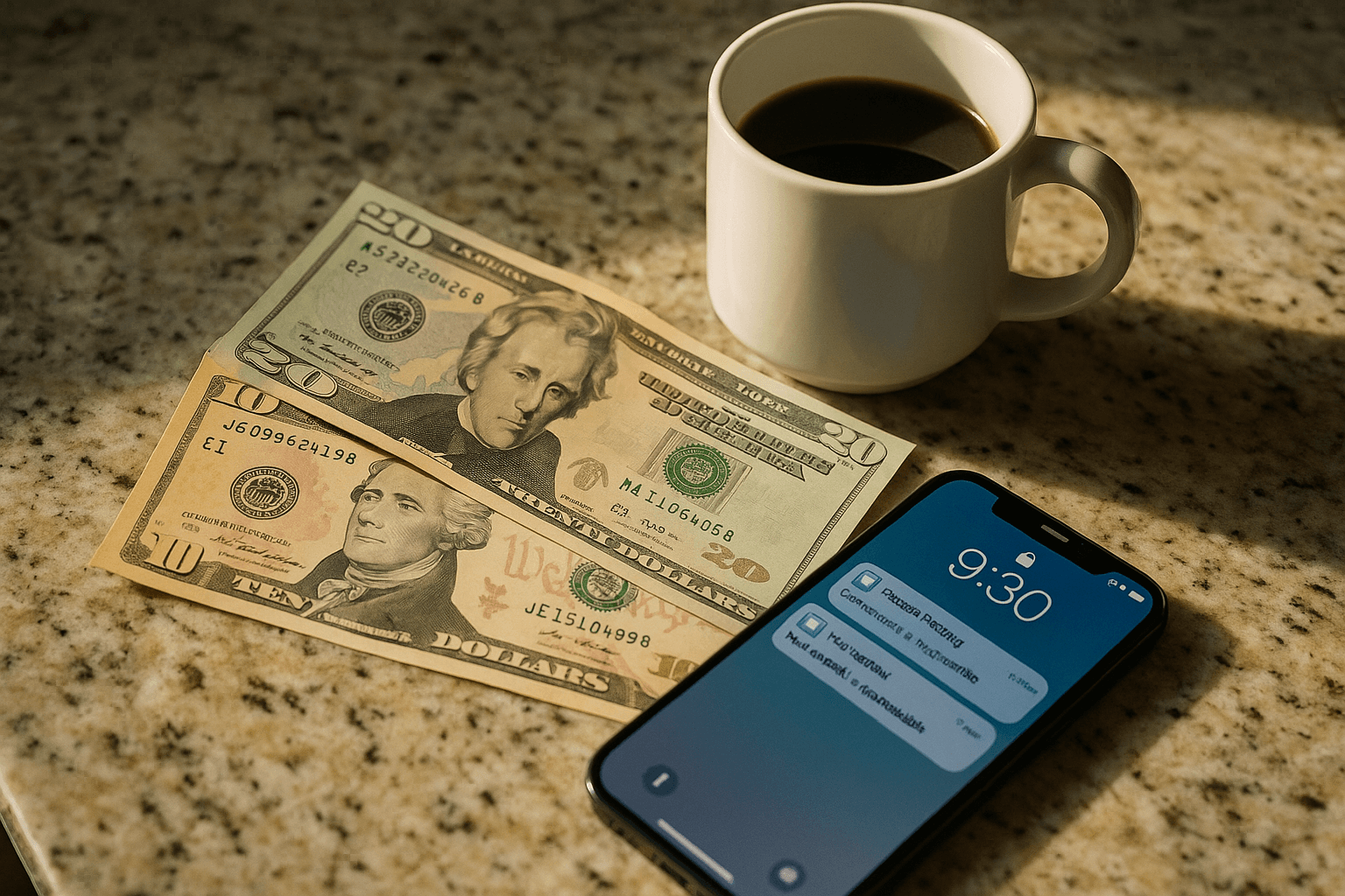 PayPal payment confirmation on a phone screen next to a handshake, representing a buyer deposit that seals a marketplace deal